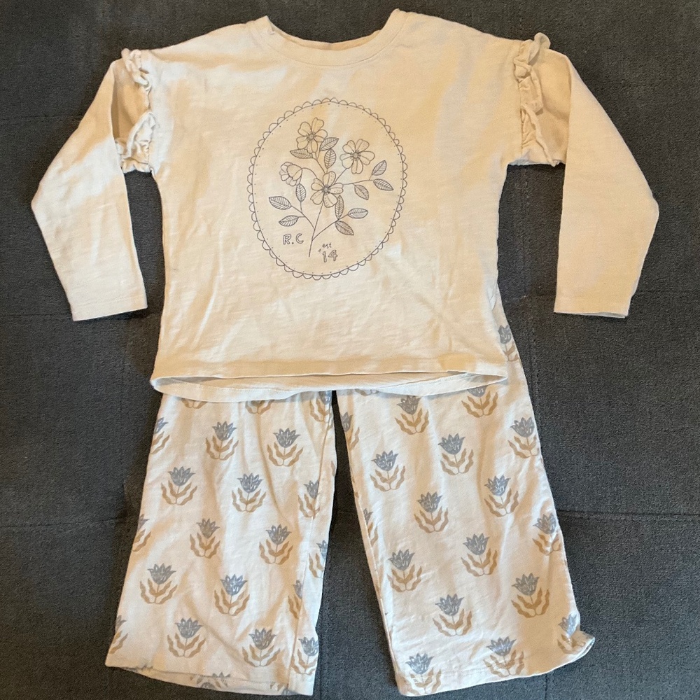 EUC Rylee & Cru Floral Long Sleeve Shirt Pants Outfit Size 4-5Y